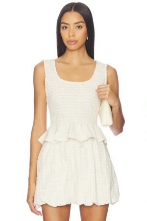 Onia Air Linen Smocked Tank Top